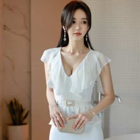 Đầm body dự tiệc phối bèo sang trọng - F1004DO - Ảnh 2