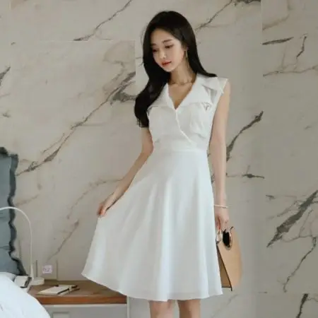 Đầm sơ mi cổ vest không tay - F1001DX - Ảnh 2