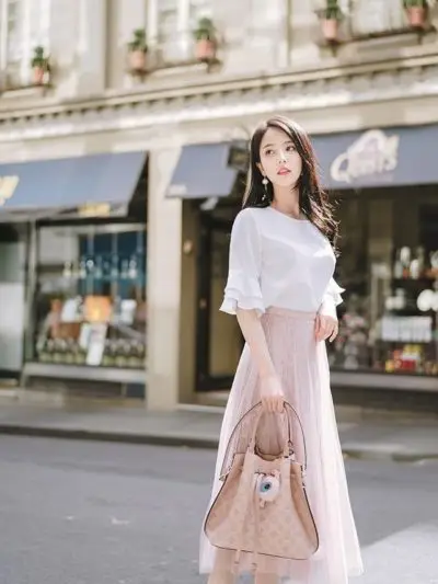 Áo voan + váy voan dáng dài