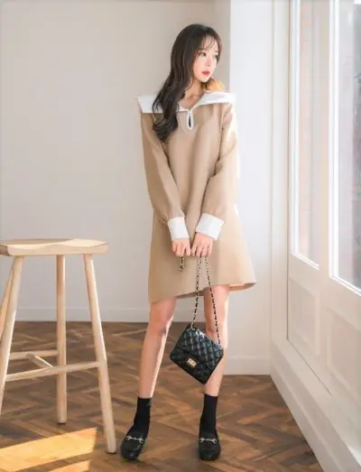 Đầm thun tay dài oversize