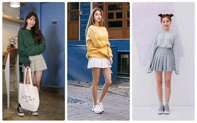 Phối chân váy tennis với áo Sweater/Hoodie - Ảnh 1