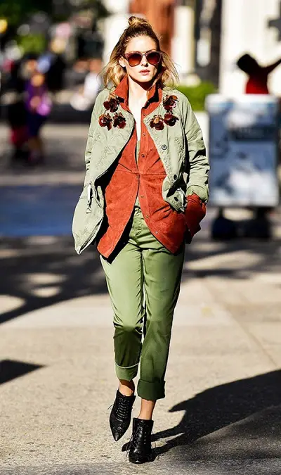 Olivia Palermo khá chuộng những màu như xanh quân đội
