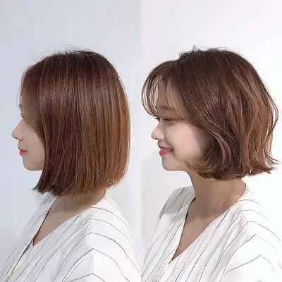 Kiểu tóc bob ban đầu của cô nàng này vốn dĩ đã rất đẹp, tóc vẫn giữ phom nhưng để trẻ trung và nhẹ nhàng hơn, cô nàng đã chọn cách tỉa nhẹ và làm xoăn sóng lơi, và kết quả nhận được cực yêu.