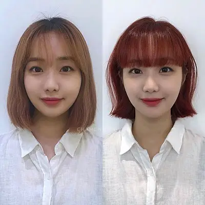 Công thức đảm bảo "thay máu" thành công cho kiểu tóc bob đã lâu không chăm chút chính là tỉa lại cho vào phom, cắt thêm tóc mái và nhuộm màu nổi. Sắc đỏ ấn tượng và tôn da này quả là gợi ý tuyệt vời cho mùa lễ hội.