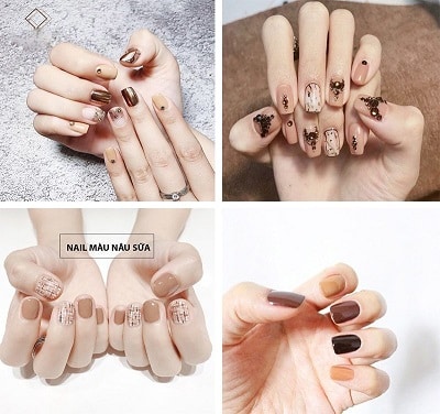 Mẫu nail đẹp màu nâu