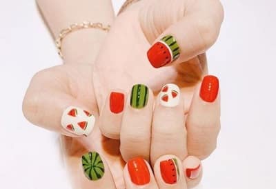 Mẫu nail đẹp dưa hấu