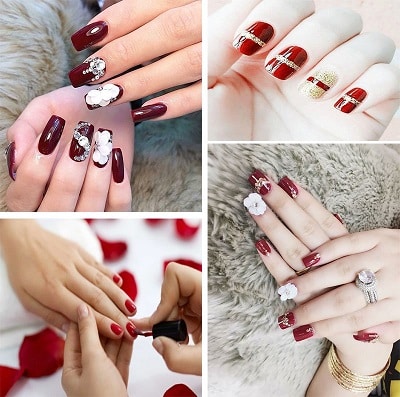 Mẫu nail đẹp màu đỏ