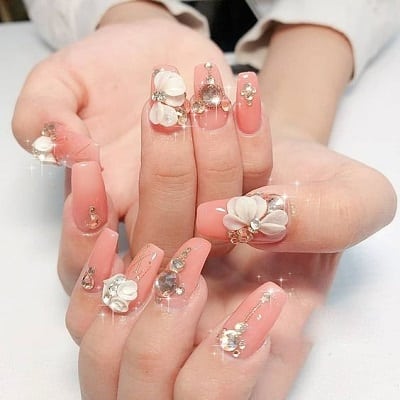 Mẫu nail đẹp màu hồng