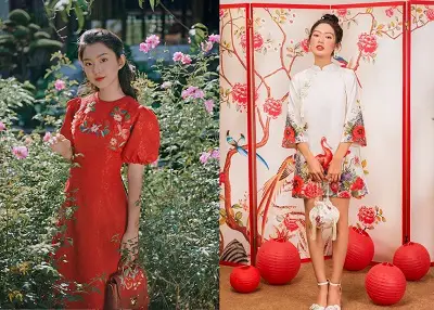 Kiểu áo dài vải gấm