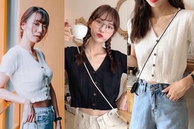 Cardigan dáng crop màu trắng mà Jennie từng mặc có giá khá “mềm” cũng đang phủ sóng khắp nơi.