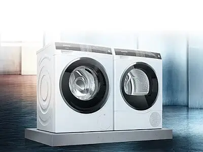 Máy sấy quần áo có kích thước và giá bán tương đương với máy giặt lồng ngang.