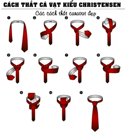 Hướng dẫn các bước thắt cà vạt kiểu Christensen