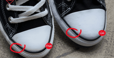 Mũi giày Converse thật và giả