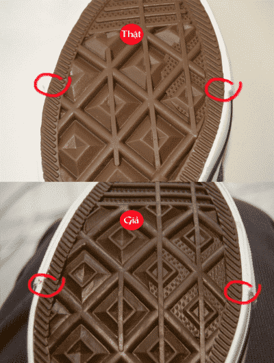 Cách phân biệt giày Converse thật và giả qua đế giày