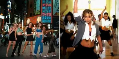 Spice Girls 1996 và Britney Spears 1999 trong MV “Baby one more time”