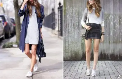 Váy đầm ngắn và sneakers chính là set đồ vô cùng đơn giản không thể thiếu trong tủ quần áo của phái đẹp. Đừng ngần ngại thử ngay set đồ này để trông bạn thật xinh xắn và quyến rũ hơn nhé.