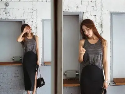 Mix áo tank top với váy xẻ tà, trông bạn thật quyến rũ, nhẹ nhàng