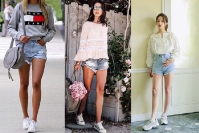 Mix giày thể thao với quần short, kết hợp áo sơ mi, áo thun, áo nỉ
