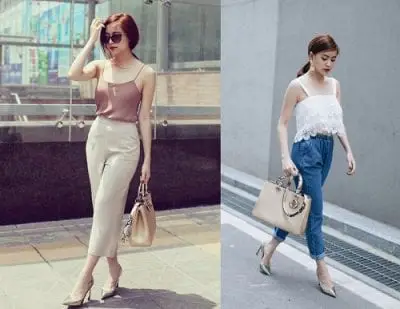 Mix đồ dạo phố với tank top hai dây