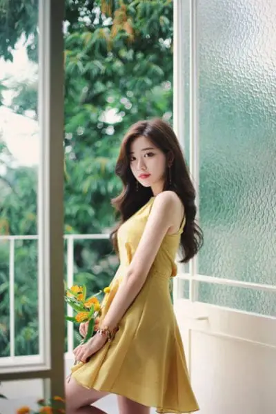 Đầm cổ yếm đi kèm chi tiết thắt eo nhẹ nhàng sẽ khiến người mặc trẻ trung hơn tuổi