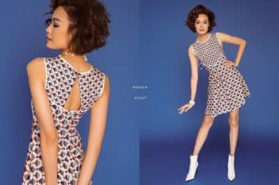 Kiểu đầm thun xòe họa tiết nổi bật