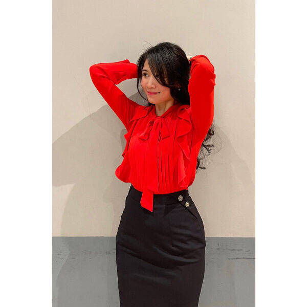 Áo sơ mi lụa bèo hai bên xếp li trước ngực – SCARLETT TOP - Ảnh 3